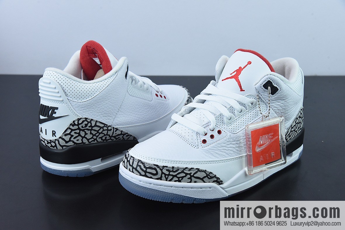 Air Jordan 3 Retro AJ3 white cement men's sneakers 923096-101