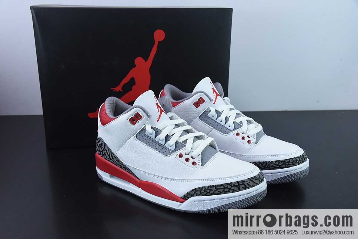 Air Jordan 3 Retro white and red first year re-engraved, new white and red men's sneakers DN3707-160