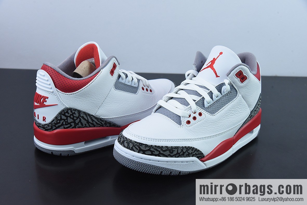 Air Jordan 3 Retro white and red first year re-engraved, new white and red men's sneakers DN3707-160