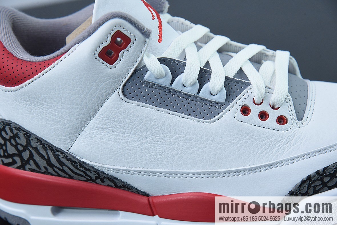 Air Jordan 3 Retro white and red first year re-engraved, new white and red men's sneakers DN3707-160