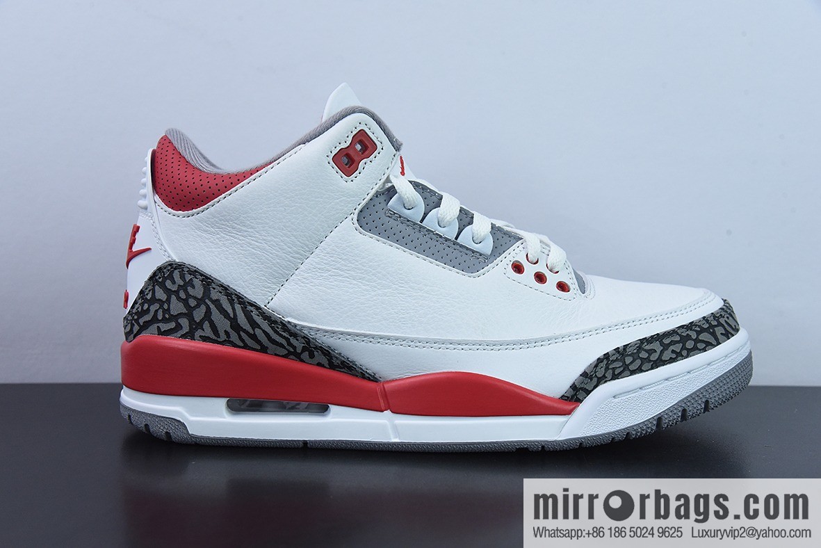 Air Jordan 3 Retro white and red first year re-engraved, new white and red men's sneakers DN3707-160