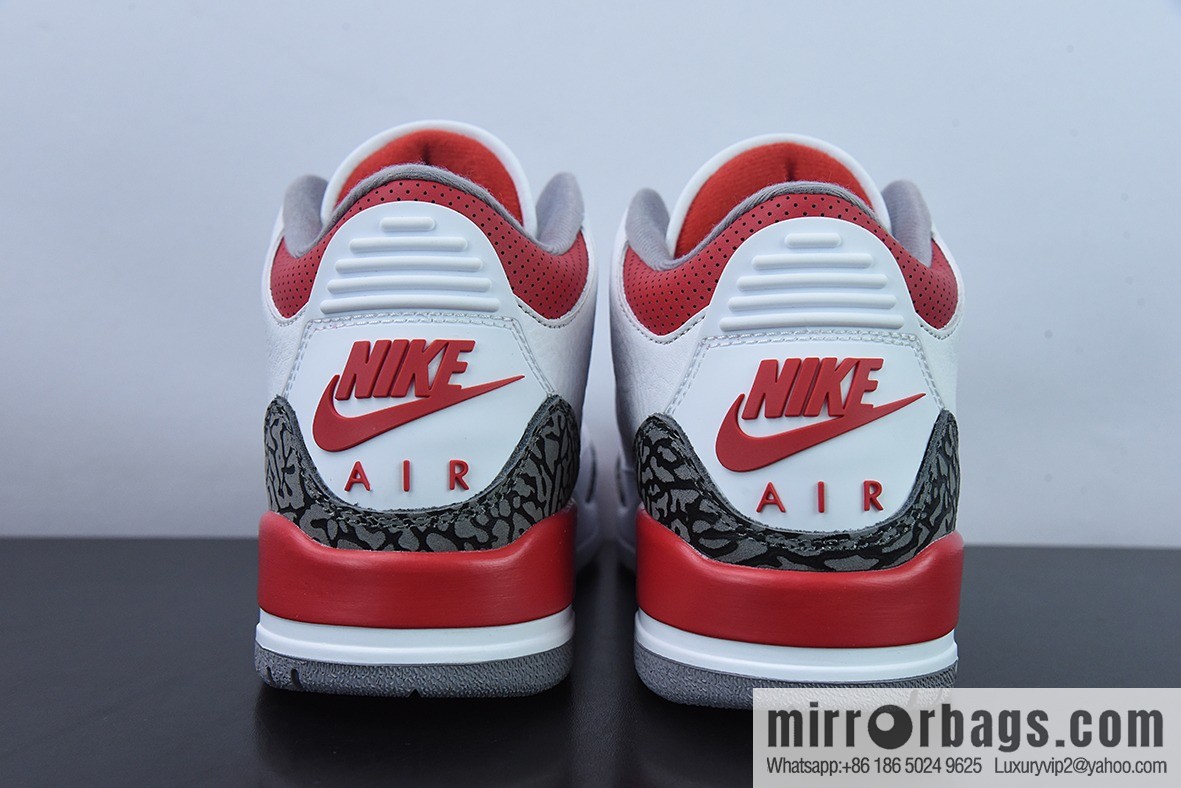 Air Jordan 3 Retro white and red first year re-engraved, new white and red men's sneakers DN3707-160