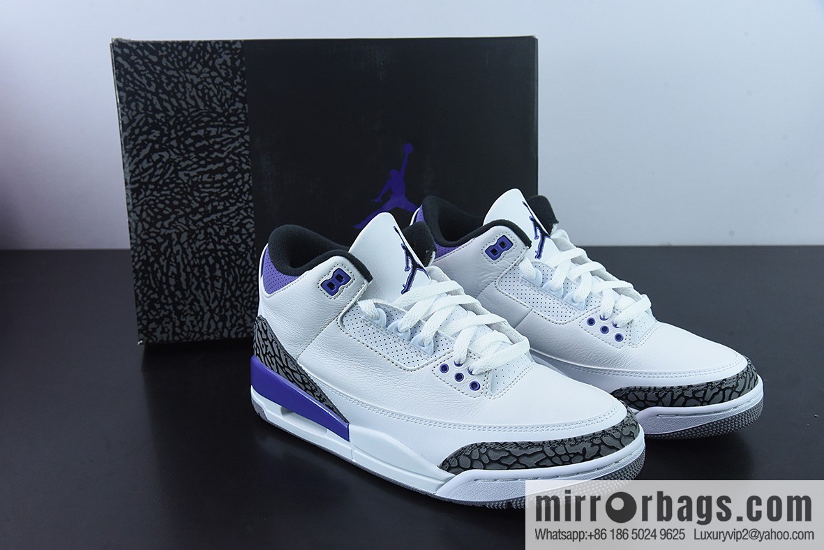 L00H6 pure original Air Jordan 3 Retro aj3 white purple men's sports basketball shoes CT8532-105