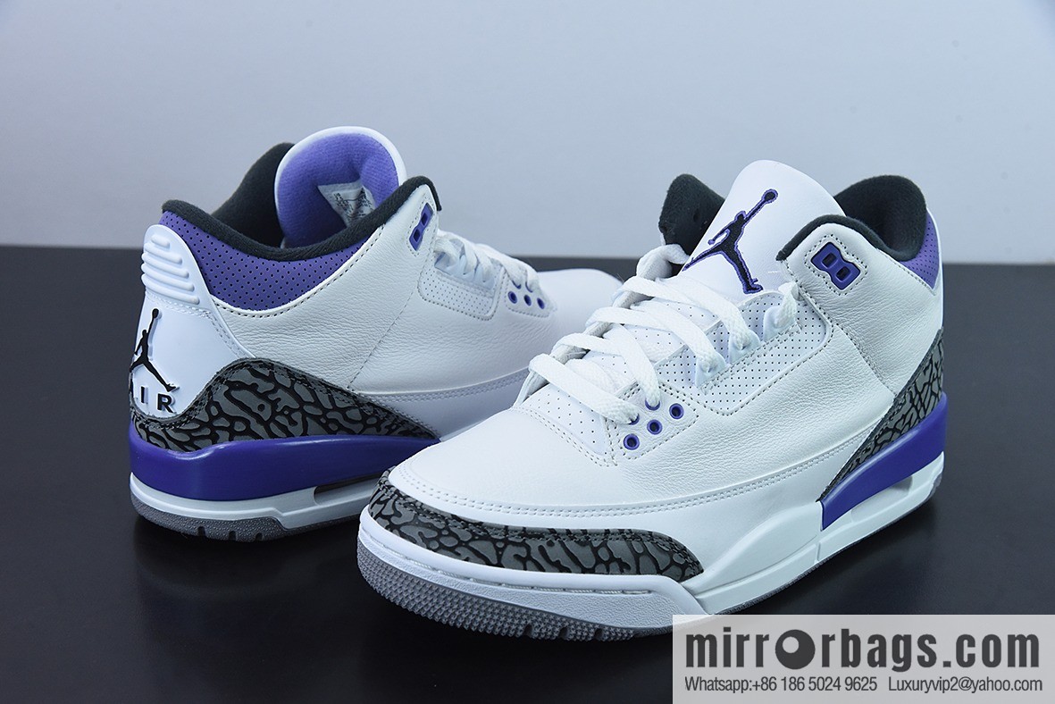 L00H6 pure original Air Jordan 3 Retro aj3 white purple men's sports basketball shoes CT8532-105
