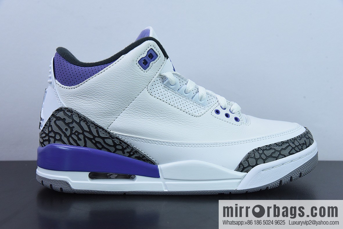 L00H6 pure original Air Jordan 3 Retro aj3 white purple men's sports basketball shoes CT8532-105