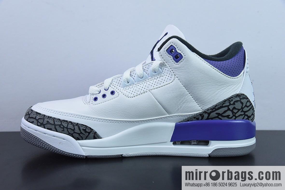 L00H6 pure original Air Jordan 3 Retro aj3 white purple men's sports basketball shoes CT8532-105