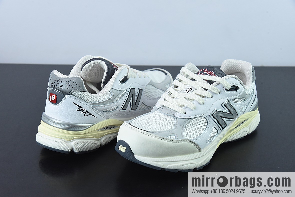 Pure original NB Vintage running shoes/beige 3M reflective, new version, presidential jogging shoes, item number: M990AL3