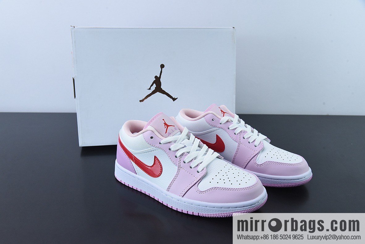 NK Air Jordan1 Low AJ1 Jordan generation low-top white pink hook women's low-top board shoes, item number: DR0758-170