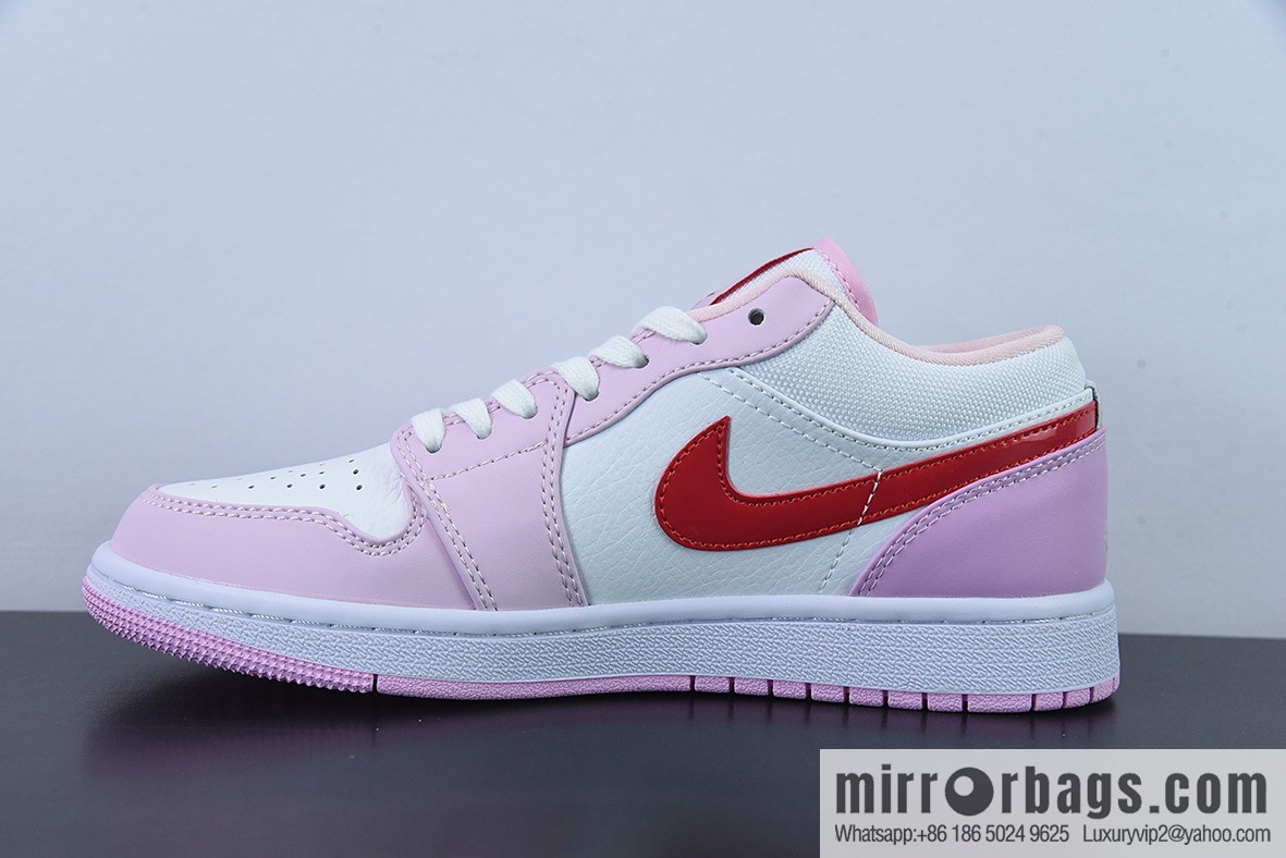 NK Air Jordan1 Low AJ1 Jordan generation low-top white pink hook women's low-top board shoes, item number: DR0758-170