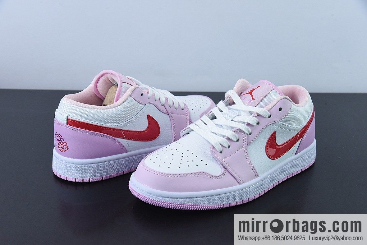 NK Air Jordan1 Low AJ1 Jordan generation low-top white pink hook women's low-top board shoes, item number: DR0758-170