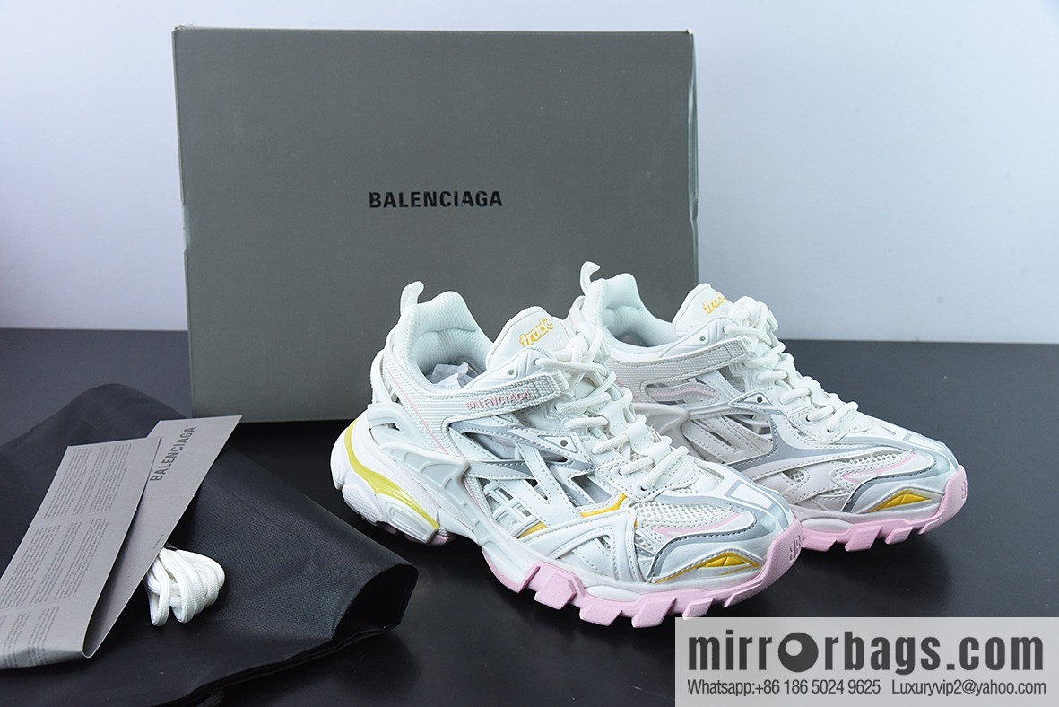 Balenciaga/Balenciaga Balenciaga 4.0 Daddy Shoes, White Pink Yellow Item Number: 568615W3AE27745