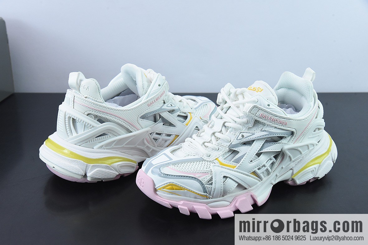 Balenciaga/Balenciaga Balenciaga 4.0 Daddy Shoes, White Pink Yellow Item Number: 568615W3AE27745