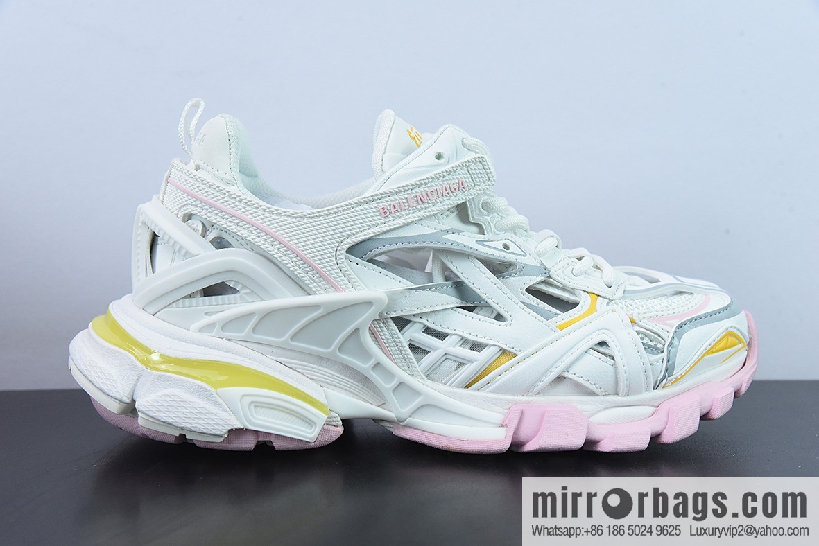 Balenciaga/Balenciaga Balenciaga 4.0 Daddy Shoes, White Pink Yellow Item Number: 568615W3AE27745