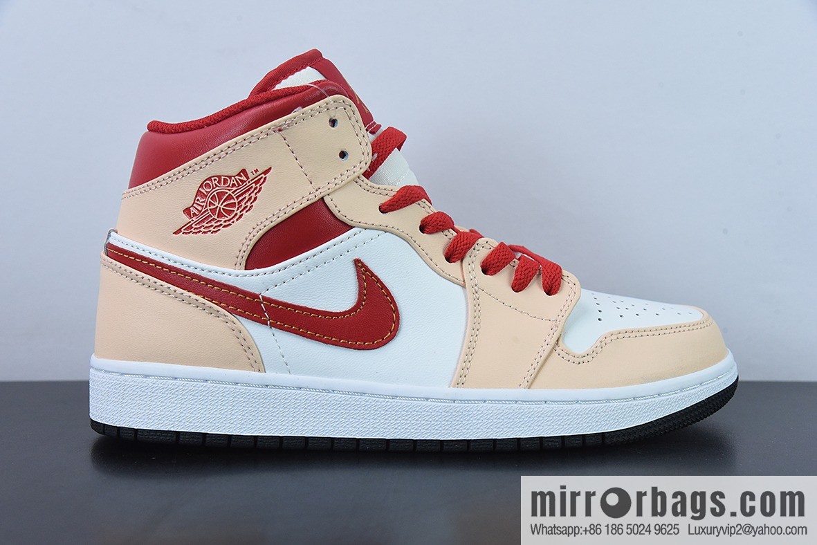 J09L3 inspected version AJ1 MID Zhongbang, yellow and white Unisex basketball shoes of the same style, item number 554725-201.