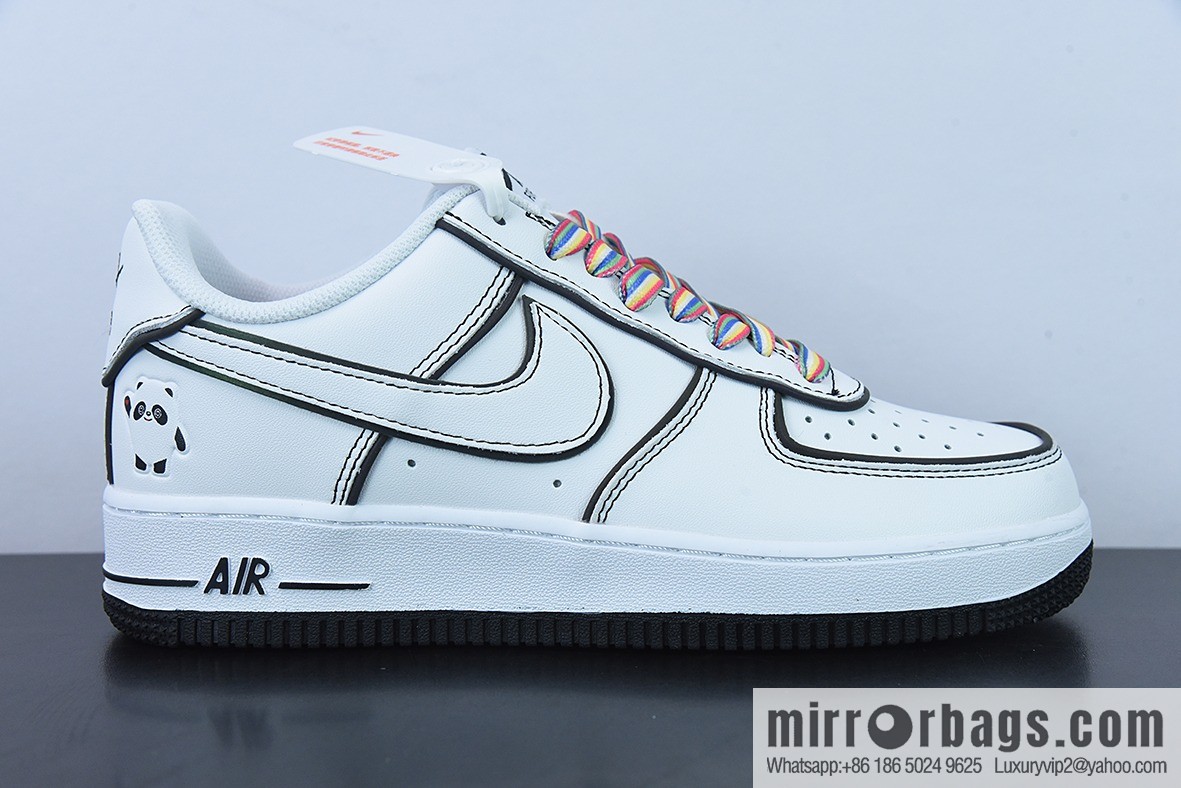Nike Air Force 1 AF1 Air Force One/Low Top, White and Black, Rainbow Shoelace 3M Reflective Edition Item Number: GU6936-599