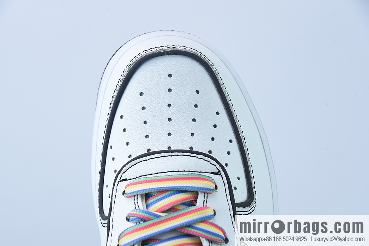 Nike Air Force 1 AF1 Air Force One/Low Top, White and Black, Rainbow Shoelace 3M Reflective Edition Item Number: GU6936-599