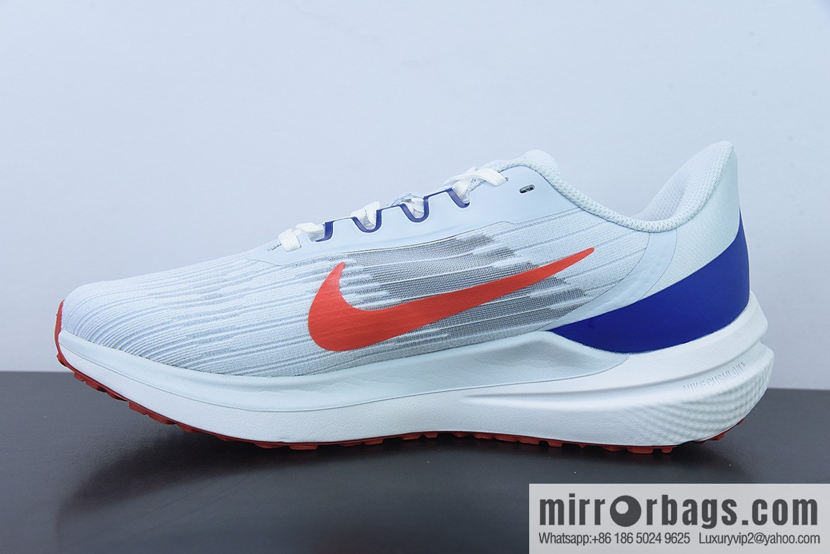 NK Zoom Winflo 9 W9 Ultra Light Mesh Running Shoes, White Blue Orange, Item Number: DD6203-006