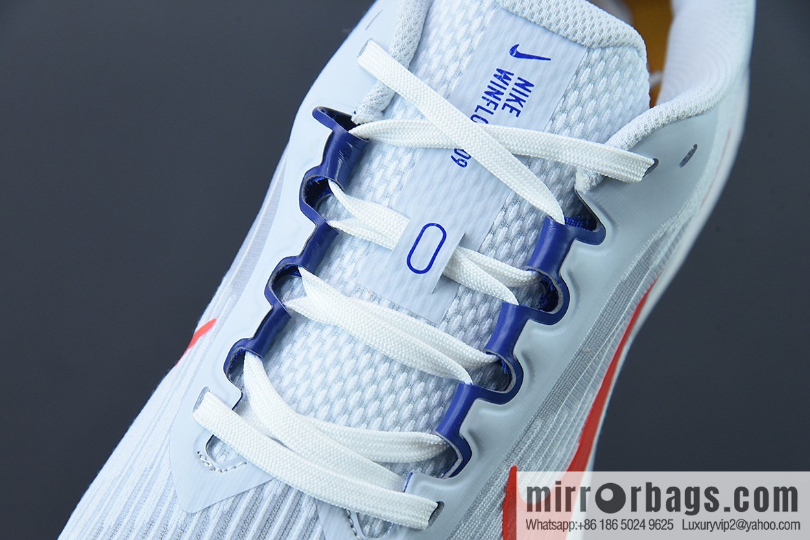 NK Zoom Winflo 9 W9 Ultra Light Mesh Running Shoes, White Blue Orange, Item Number: DD6203-006
