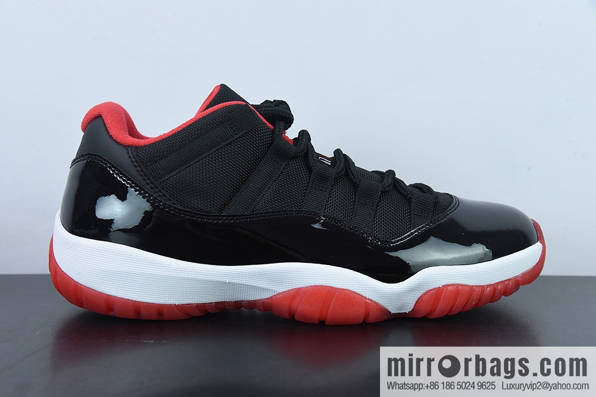 Air Jordan 11 Retro Low AJ11 Black and Red Men's Sneakers Part Number: 528895-012