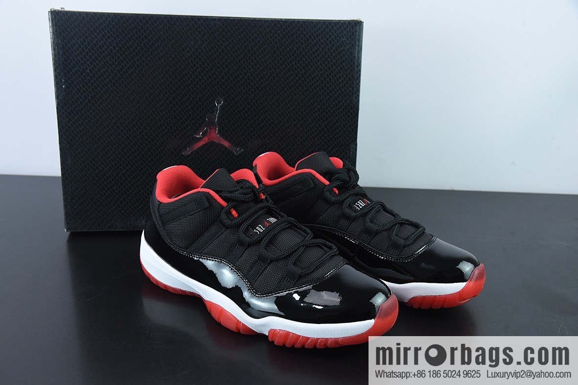 Air Jordan 11 Retro Low AJ11 Black and Red Men's Sneakers Part Number: 528895-012