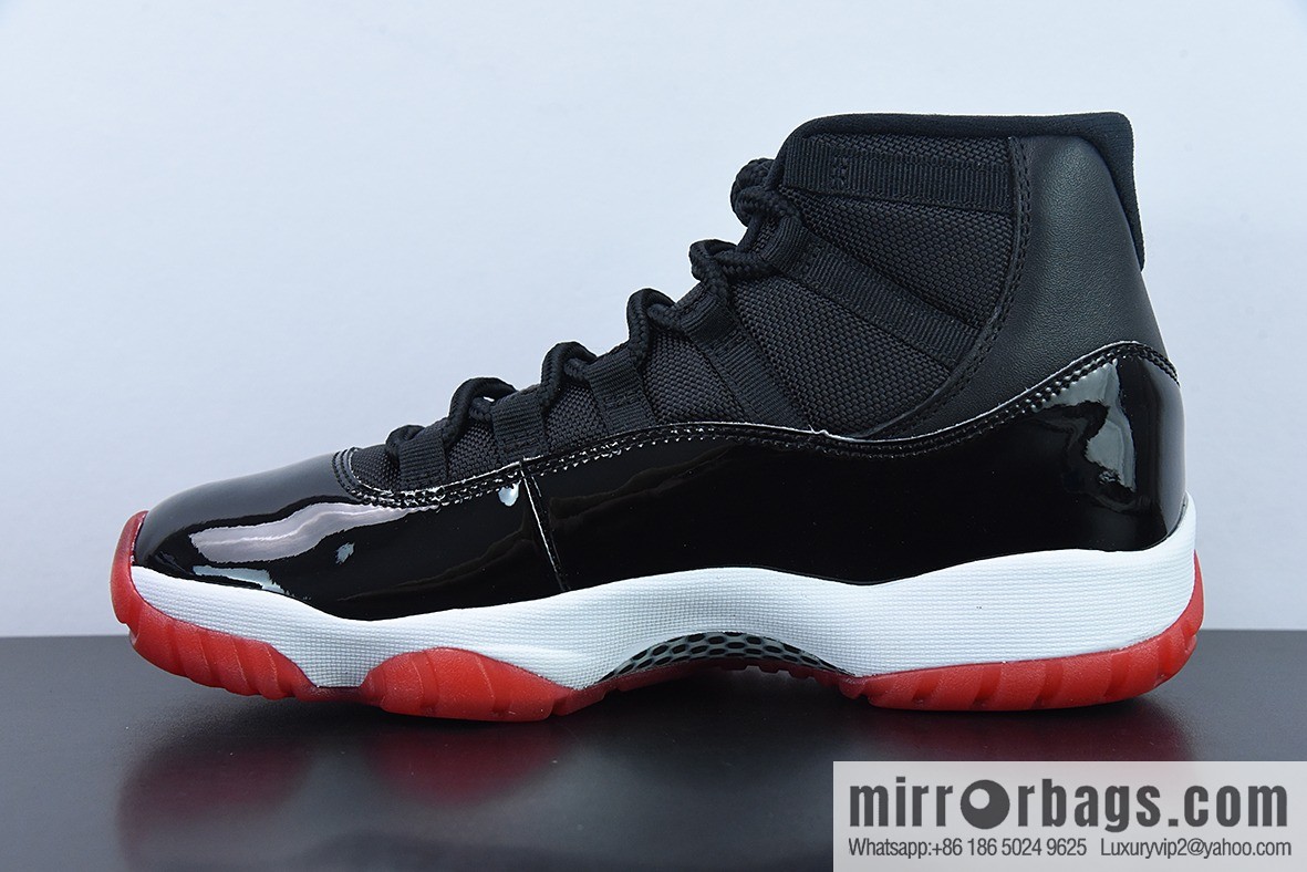 Air Jordan 11 Bred high-top men's basketball shoes, black and red, item number: 378037 061