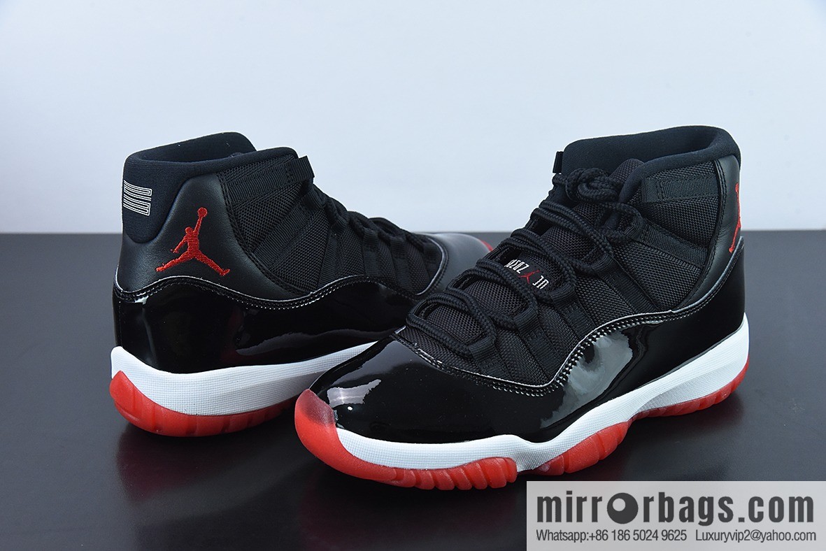 Air Jordan 11 Bred high-top men's basketball shoes, black and red, item number: 378037 061