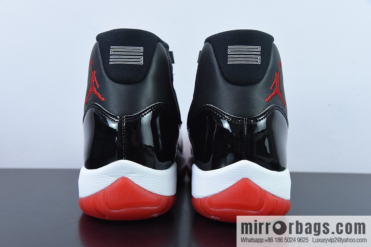 Air Jordan 11 Bred high-top men's basketball shoes, black and red, item number: 378037 061