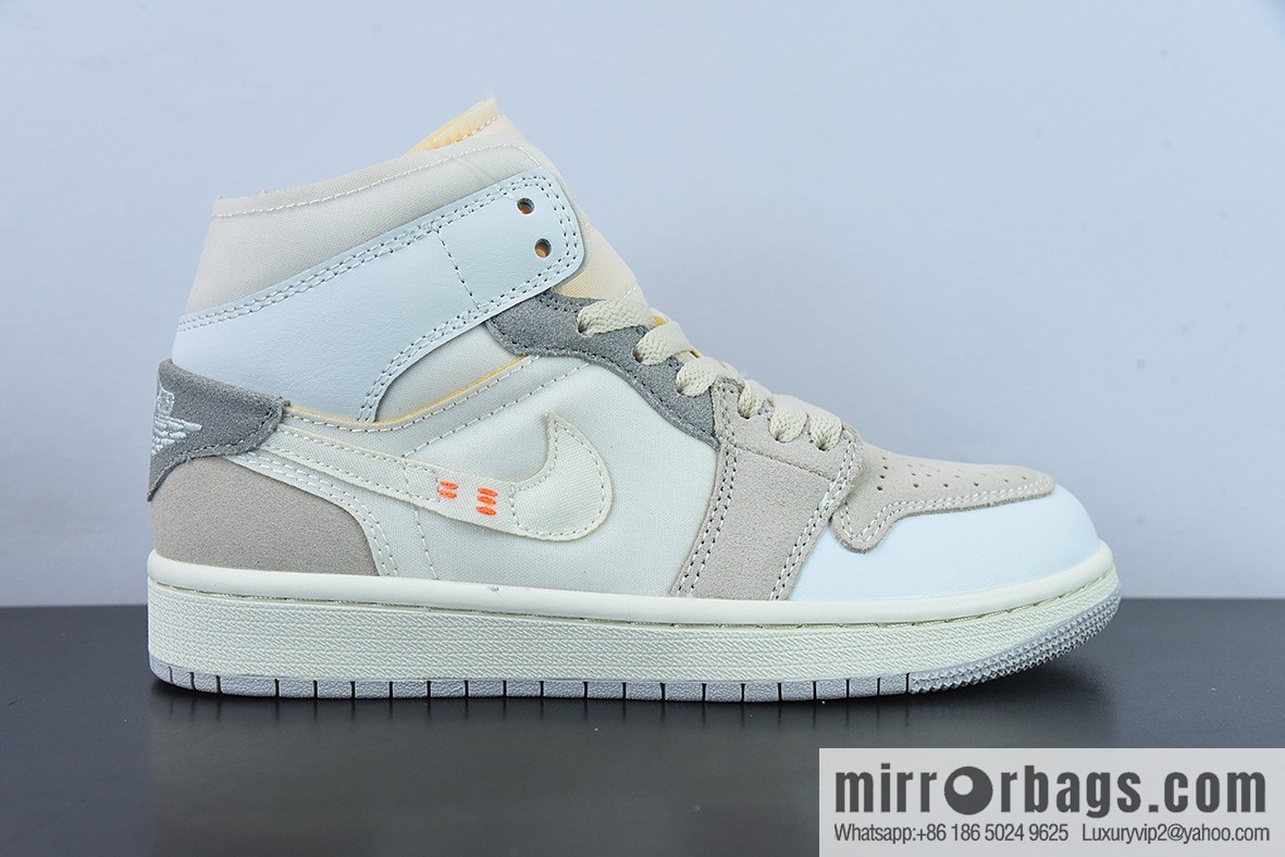 Air Jordan 1 MID white gray AJ1 Joe 1 medium casual shoes, item number: DM9652 100