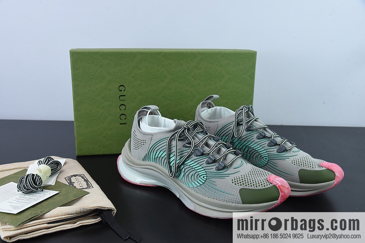 H05G5 purchasing version Gucci /GUCCI Gucci dad shoes, gray-green pink, item number: 699219USM108973