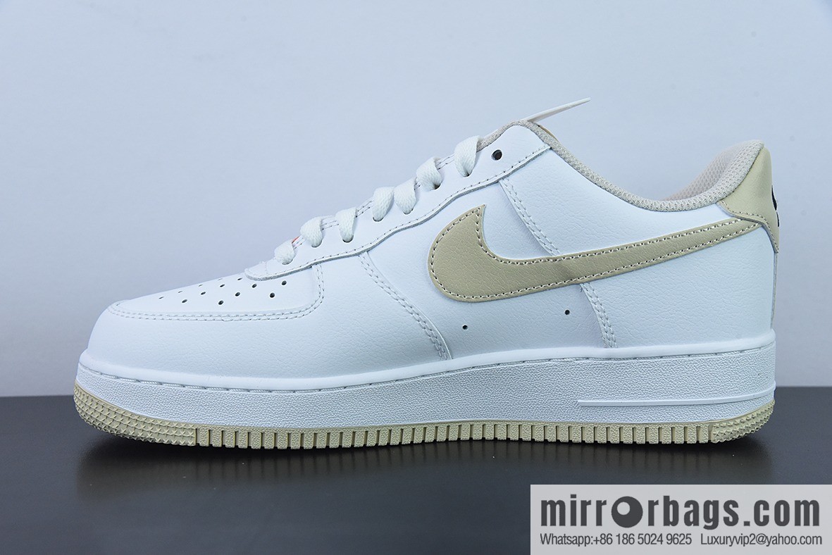 NK Air Force 1 Low Air Force One low-top versatile recreational sports shoes, white khaki, item number: DZ2771-121