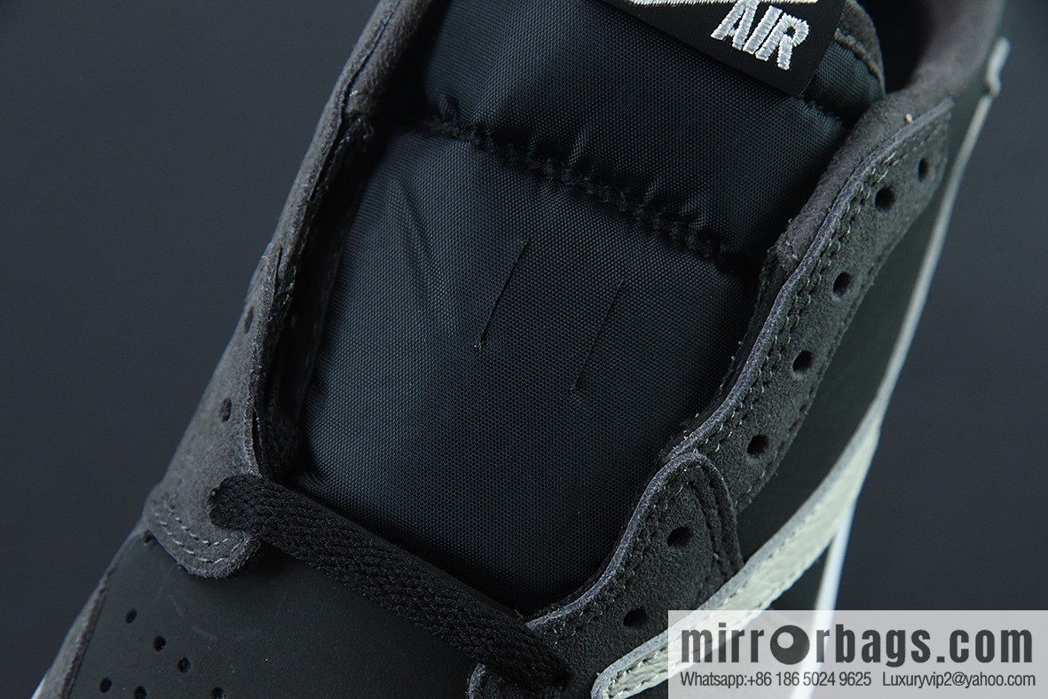 Travis Scott x NK Air Jordan 1 Low AJ1 TS Barb Low Top Casual Sneakers, Black Grey Item Number: CQ4277-003