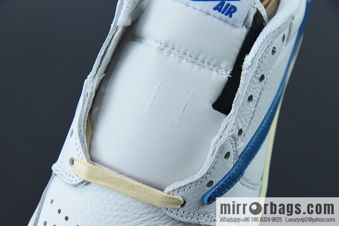 Travis Scott x NK Air Jordan 1 Low AJ1 TS barbed low-top casual shoes, white and blue, item number: CQ3277-100