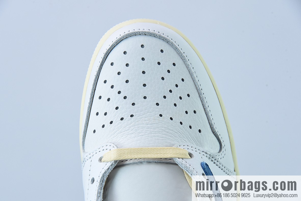 Travis Scott x NK Air Jordan 1 Low AJ1 TS barbed low-top casual shoes, white and blue, item number: CQ3277-100