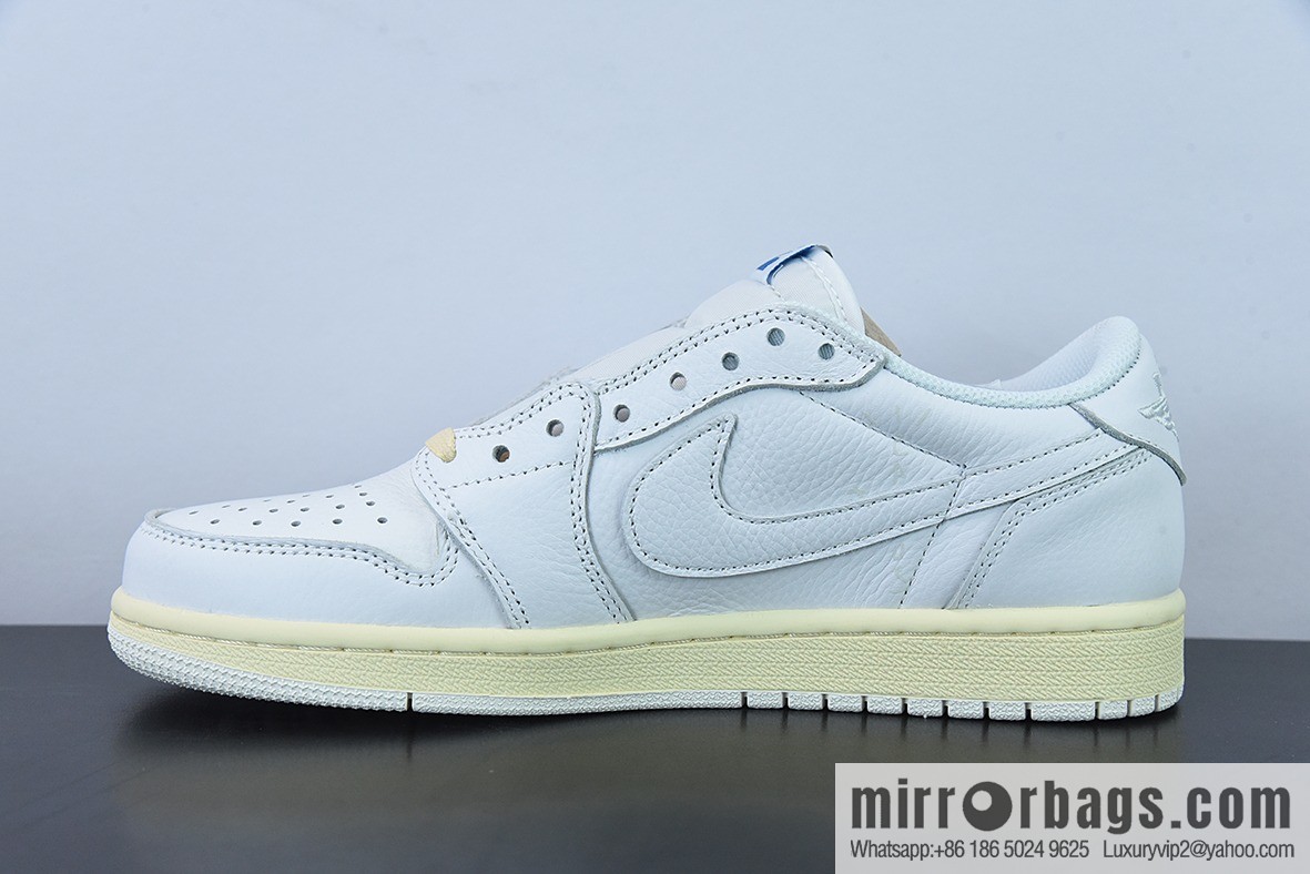 Travis Scott x NK Air Jordan 1 Low AJ1 TS barbed low-top casual shoes, white and blue, item number: CQ3277-100