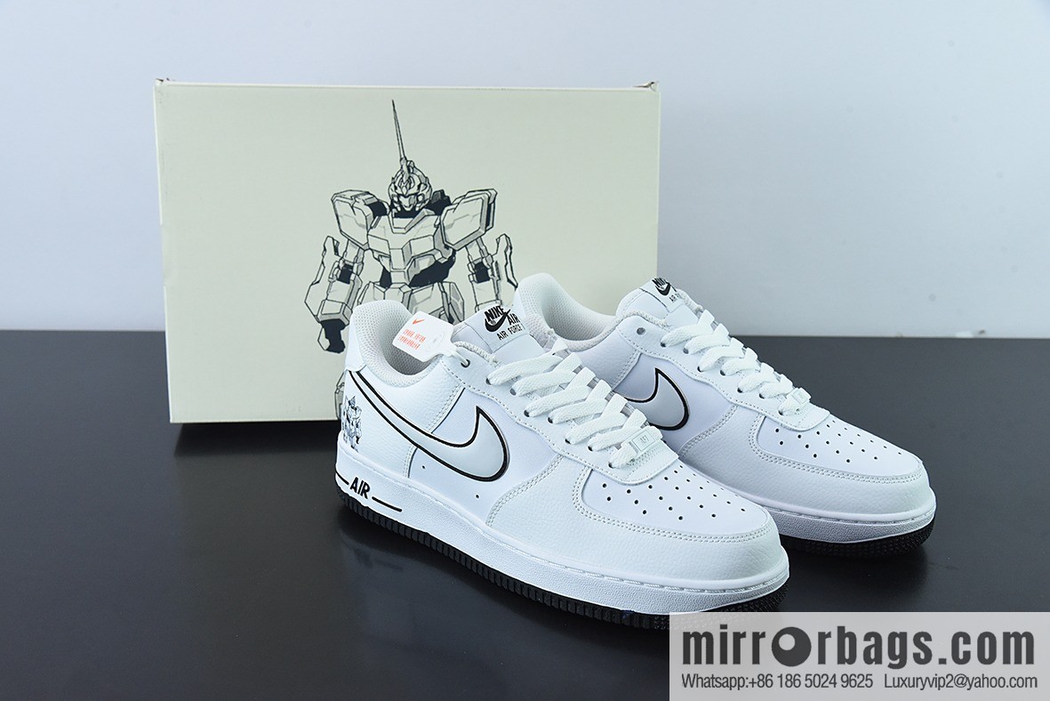 NK Air Force 1 Low Air Force No. 1 Low Top Versatile Leisure Sports Board Shoes, White and Black Gundam, Item Number: KK1256-657