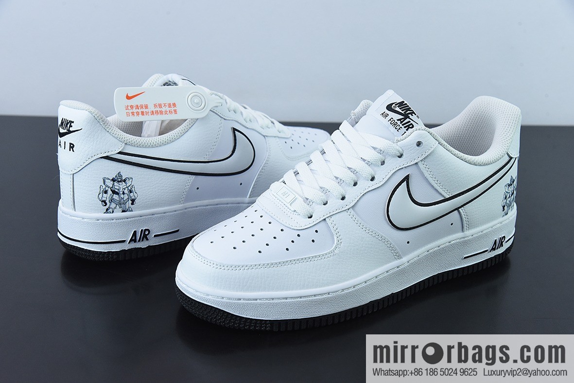 NK Air Force 1 Low Air Force No. 1 Low Top Versatile Leisure Sports Board Shoes, White and Black Gundam, Item Number: KK1256-657