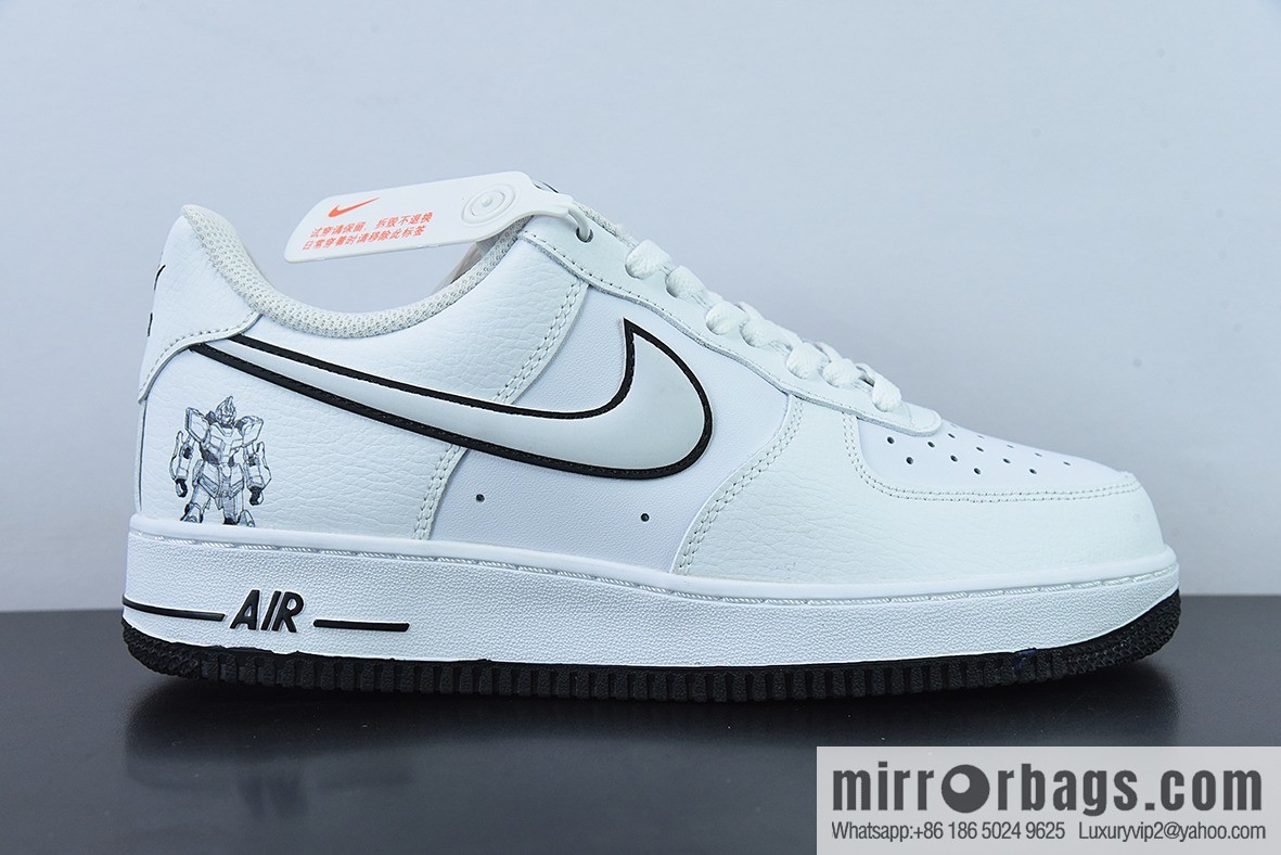 NK Air Force 1 Low Air Force No. 1 Low Top Versatile Leisure Sports Board Shoes, White and Black Gundam, Item Number: KK1256-657