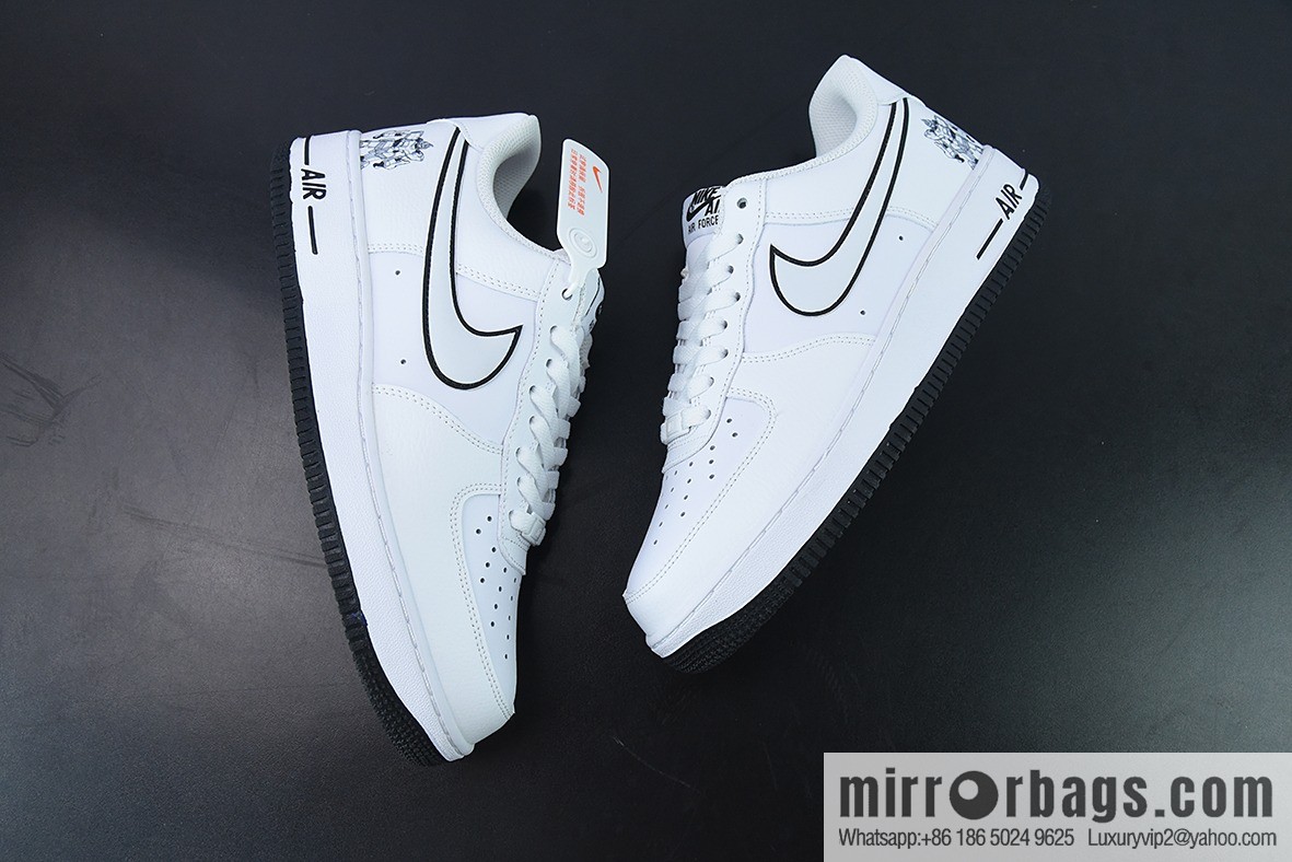 NK Air Force 1 Low Air Force No. 1 Low Top Versatile Leisure Sports Board Shoes, White and Black Gundam, Item Number: KK1256-657