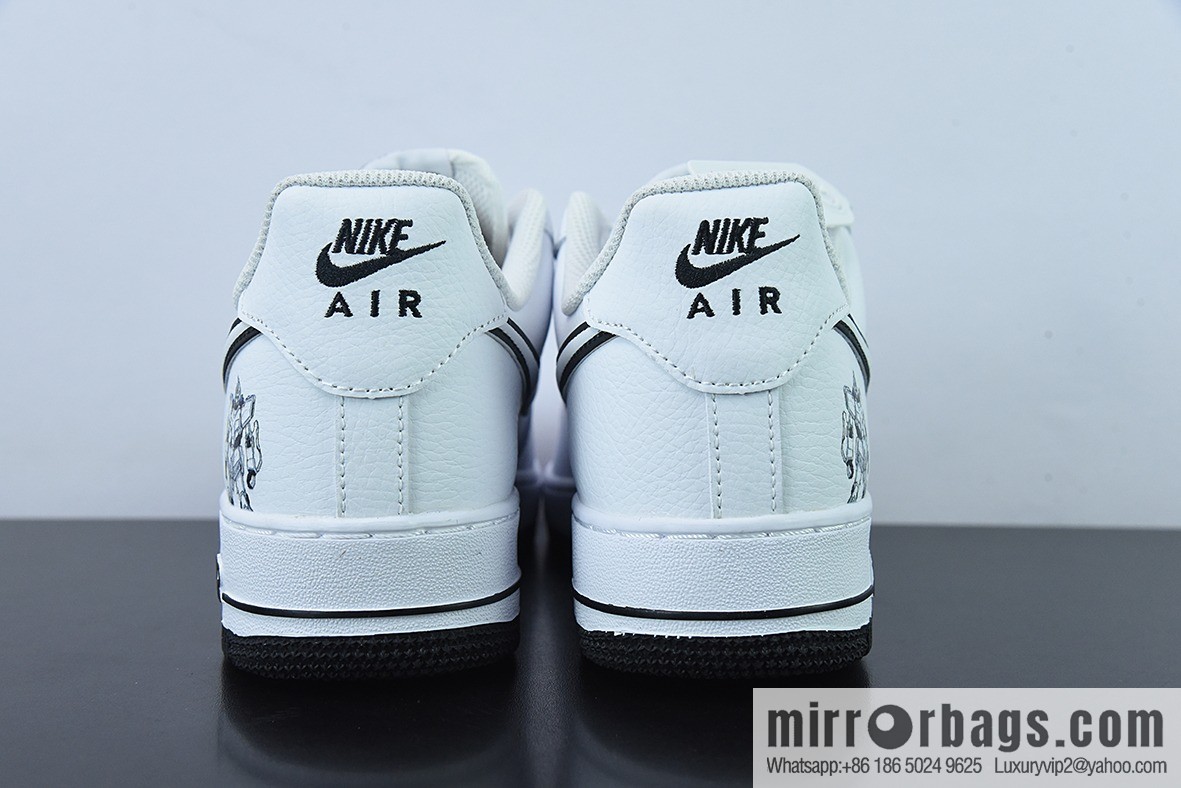 NK Air Force 1 Low Air Force No. 1 Low Top Versatile Leisure Sports Board Shoes, White and Black Gundam, Item Number: KK1256-657