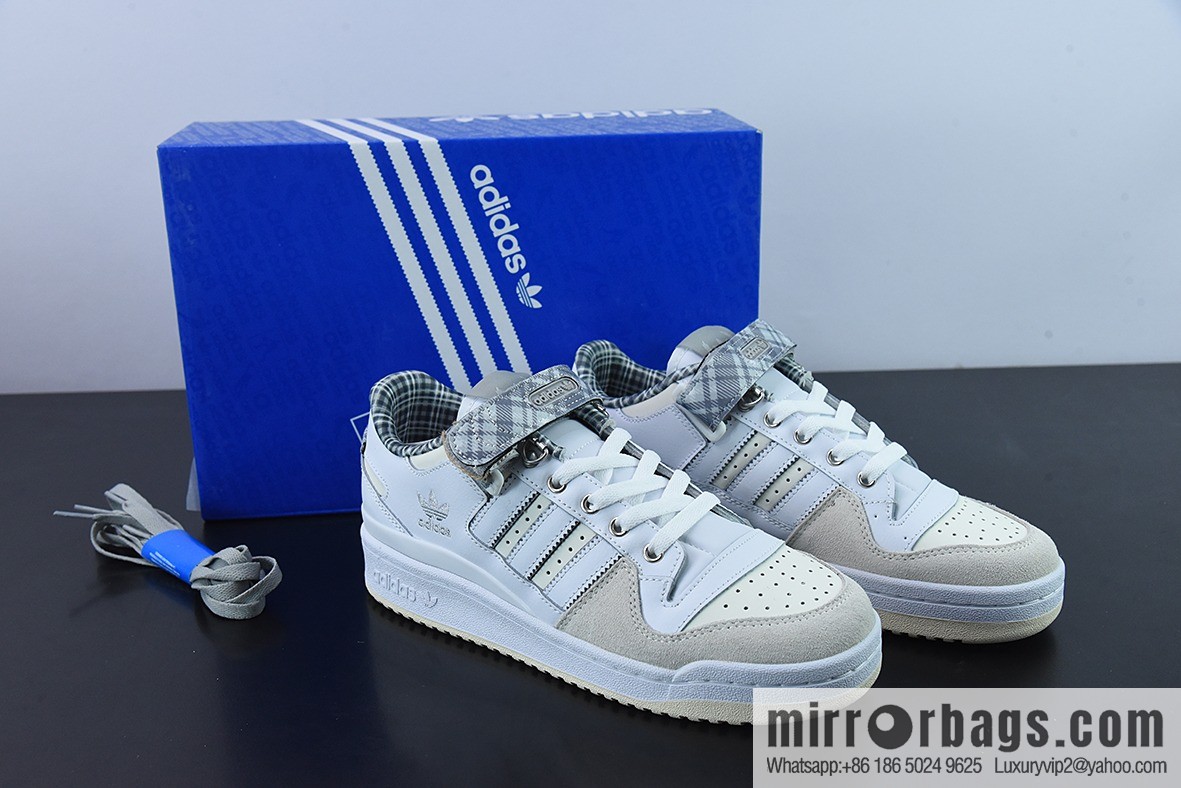 Adidas Originals Forum 84 Low grey and white plaid low-top casual board shoes, item number FZ5627