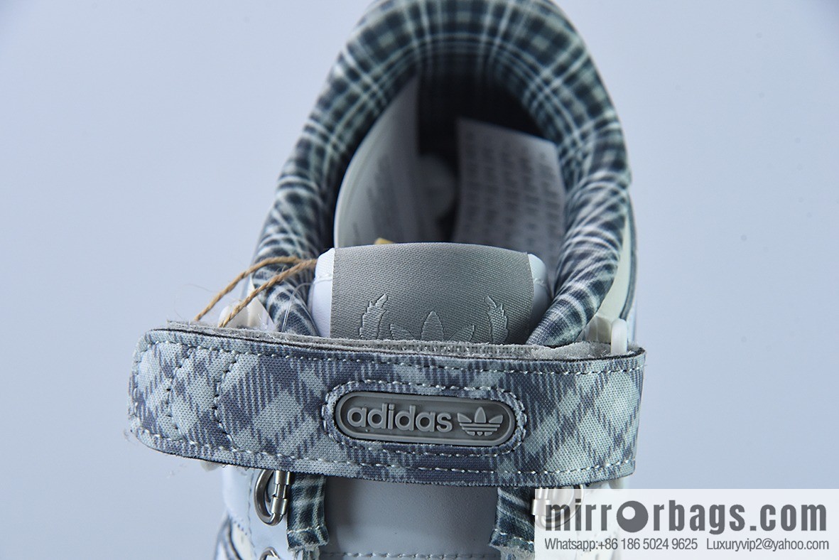 Adidas Originals Forum 84 Low grey and white plaid low-top casual board shoes, item number FZ5627