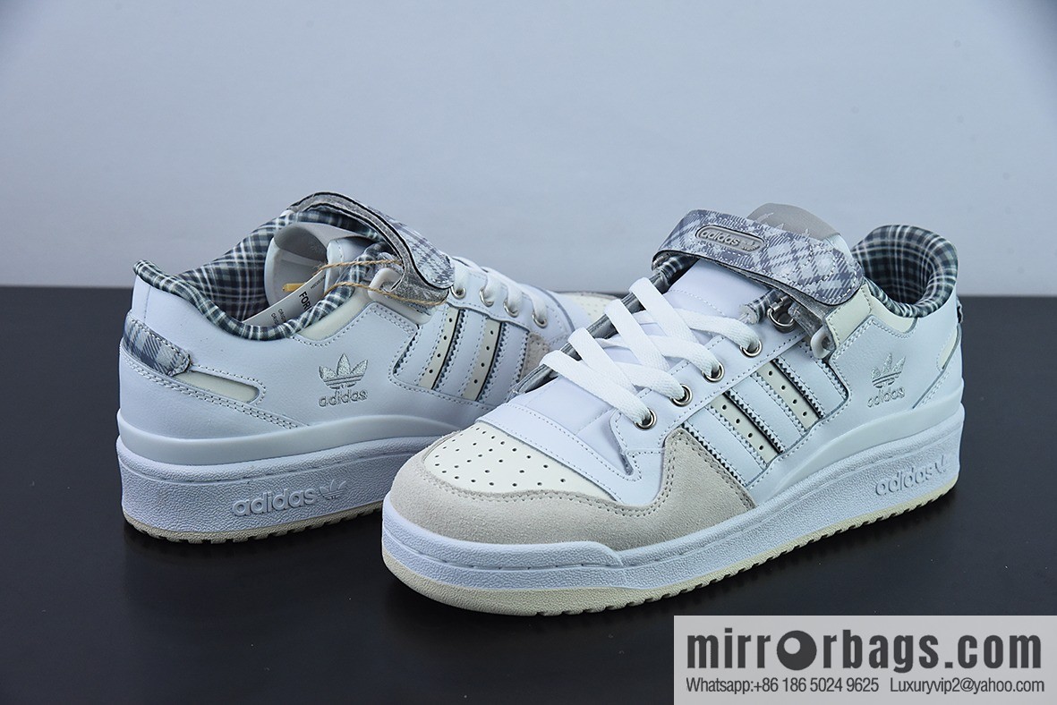 Adidas Originals Forum 84 Low grey and white plaid low-top casual board shoes, item number FZ5627