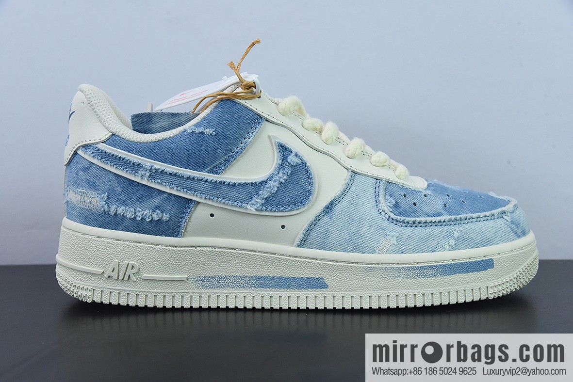 NK Air Force 1 Low Air Force One low-top versatile leisure sports shoes, washed denim holes, item number: CW1888-611