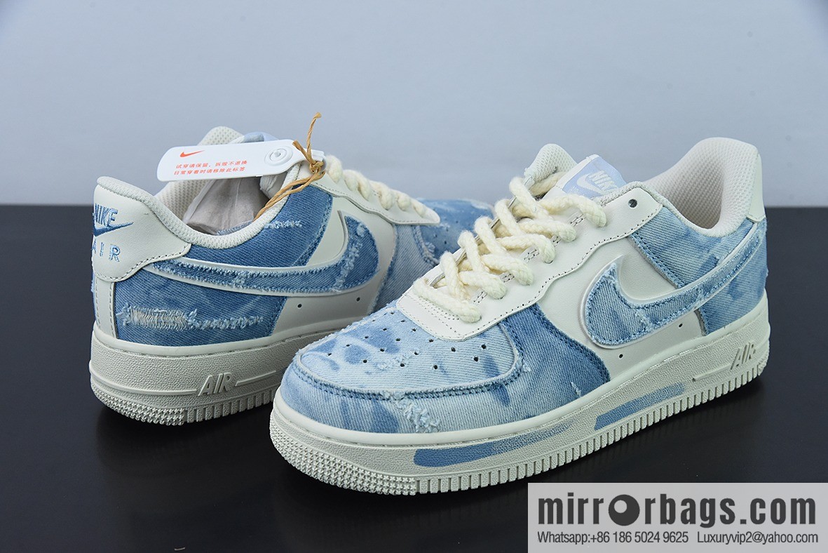 NK Air Force 1 Low Air Force One low-top versatile leisure sports shoes, washed denim holes, item number: CW1888-611