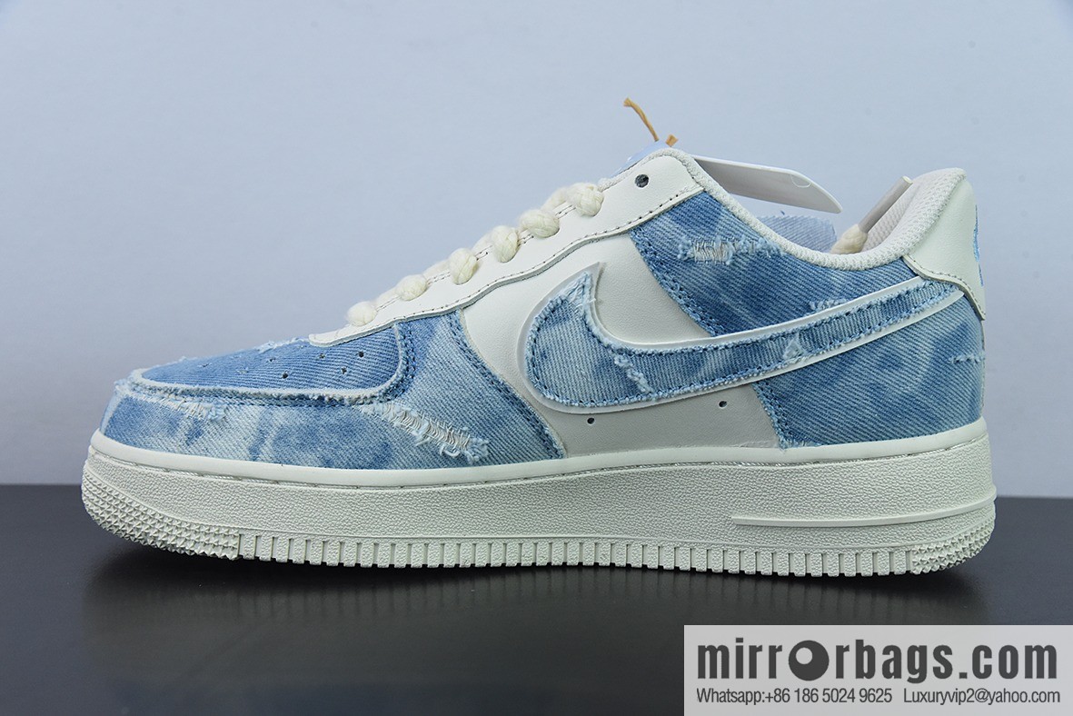 NK Air Force 1 Low Air Force One low-top versatile leisure sports shoes, washed denim holes, item number: CW1888-611
