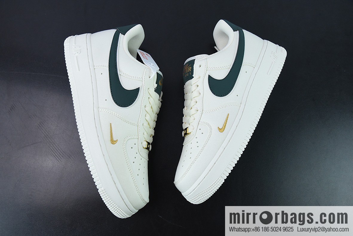 Nk Air Force 1 Low 07 canvas beige dark green gold mini double hook, Air Force One low-top board shoes Official item number: MN5696-309