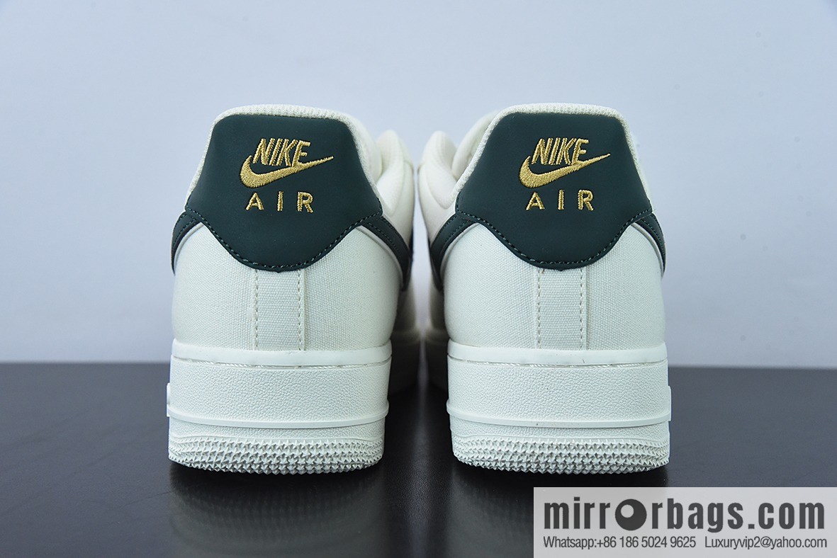 Nk Air Force 1 Low 07 canvas beige dark green gold mini double hook, Air Force One low-top board shoes Official item number: MN5696-309
