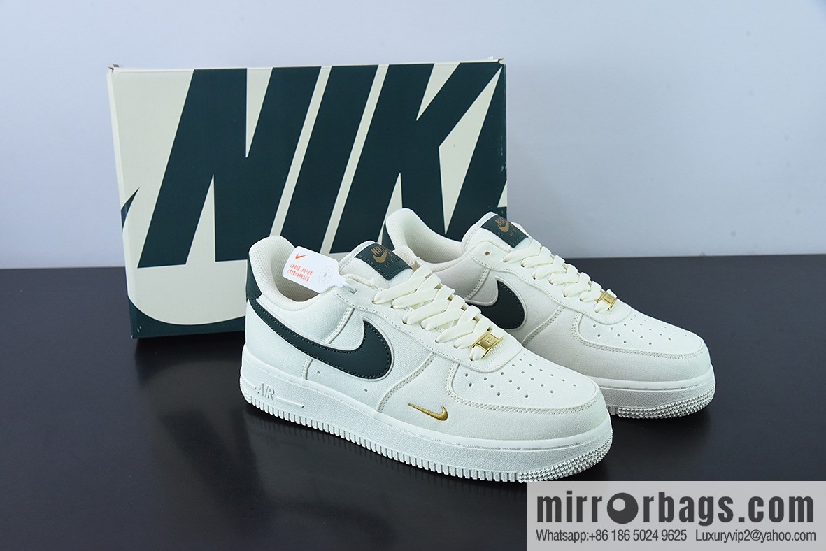Nk Air Force 1 Low 07 canvas beige dark green gold mini double hook, Air Force One low-top board shoes Official item number: MN5696-309