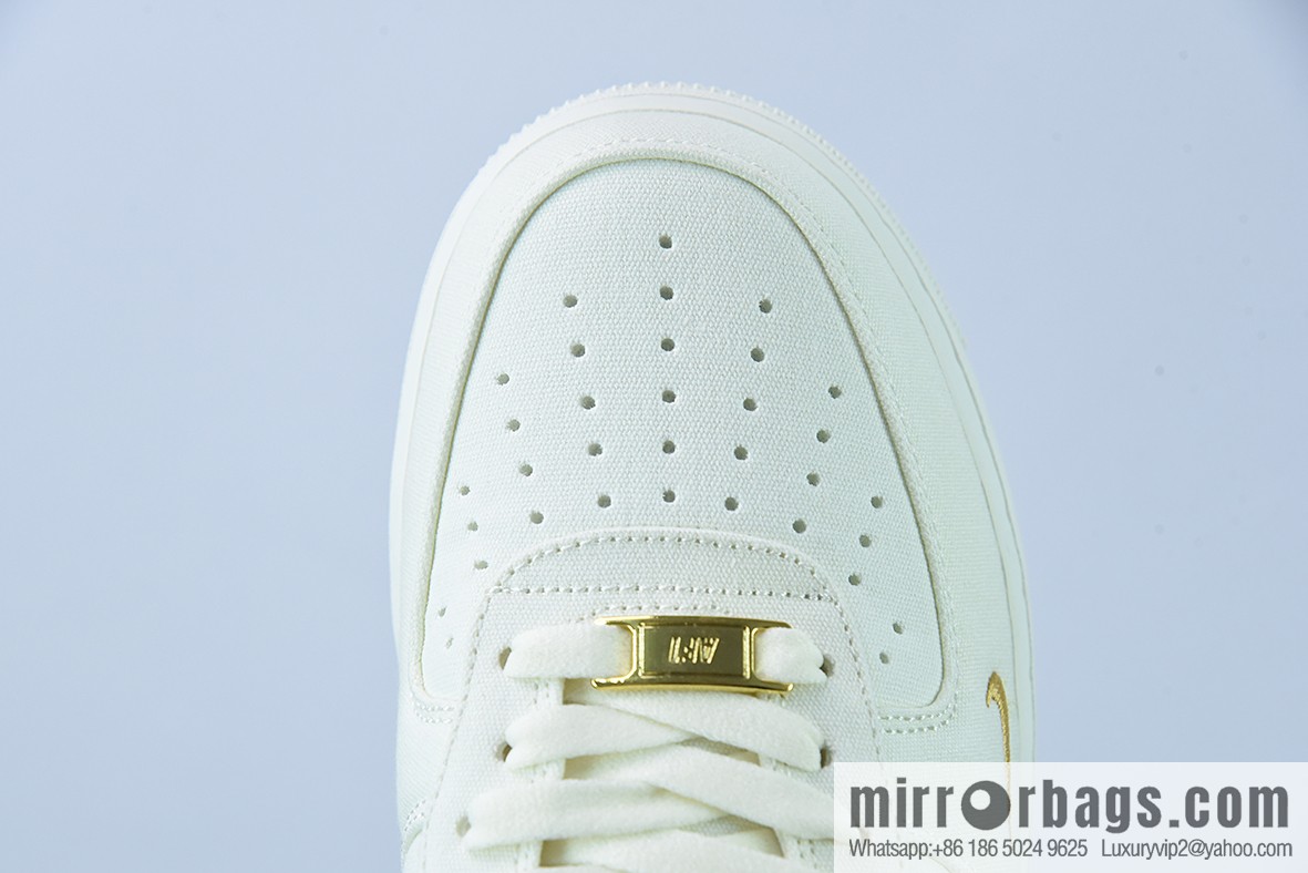 Nk Air Force 1 Low 07 canvas beige dark green gold mini double hook, Air Force One low-top board shoes Official item number: MN5696-309