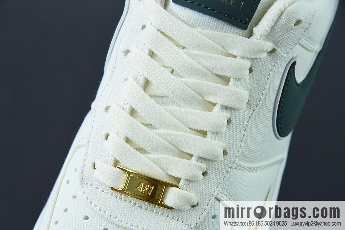 Nk Air Force 1 Low 07 canvas beige dark green gold mini double hook, Air Force One low-top board shoes Official item number: MN5696-309